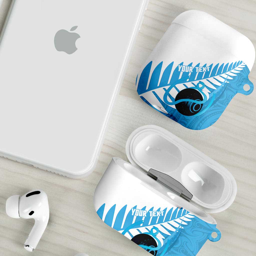 New Zealand Lawn Bowls Prostate Cancer Custom AirPods Case Aotearoa Maori Silver Fern Blue Ribbon LT14 - Polynesian Pride