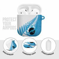 New Zealand Lawn Bowls Prostate Cancer Custom AirPods Case Aotearoa Maori Silver Fern Blue Ribbon LT14 - Polynesian Pride