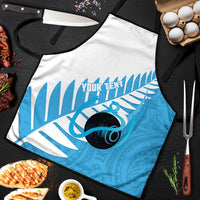 New Zealand Lawn Bowls Prostate Cancer Custom Apron Aotearoa Maori Silver Fern Blue Ribbon LT14 Blue - Polynesian Pride