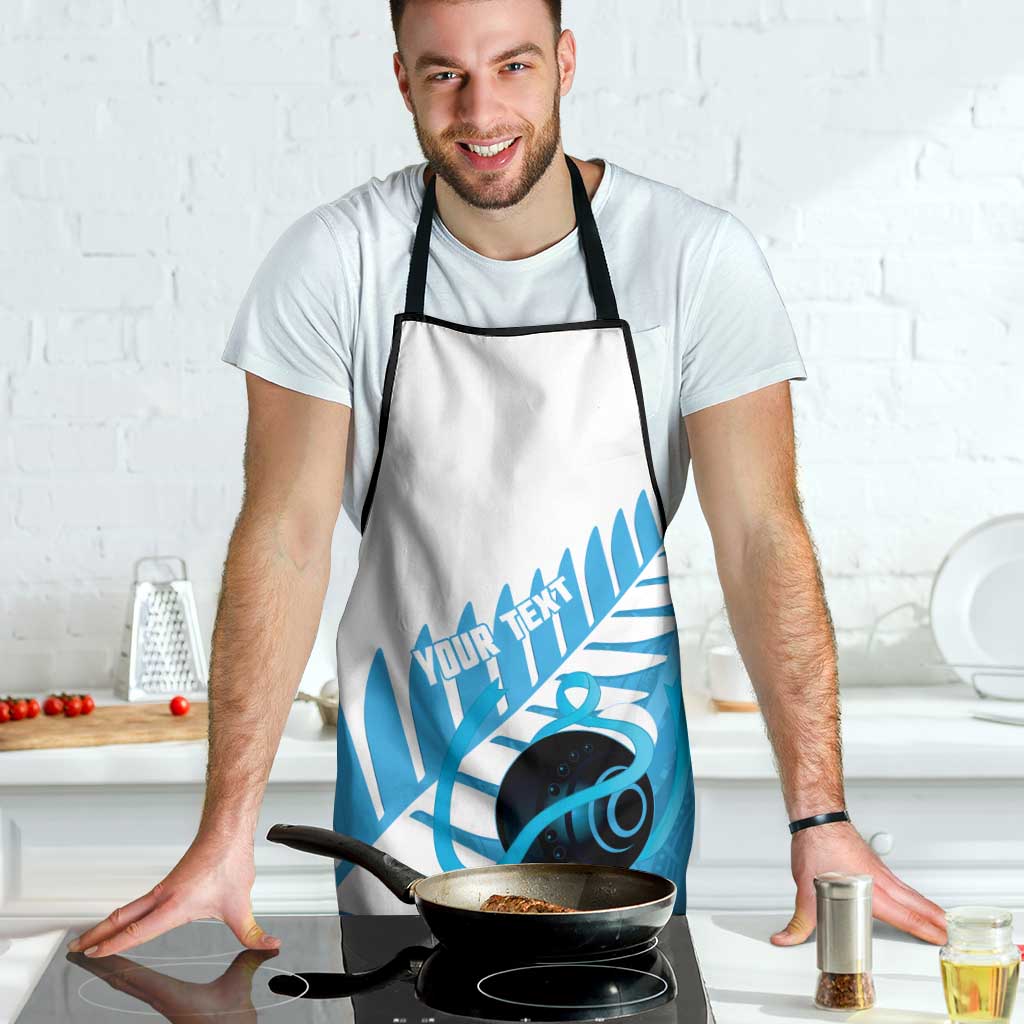 New Zealand Lawn Bowls Prostate Cancer Custom Apron Aotearoa Maori Silver Fern Blue Ribbon LT14 - Polynesian Pride