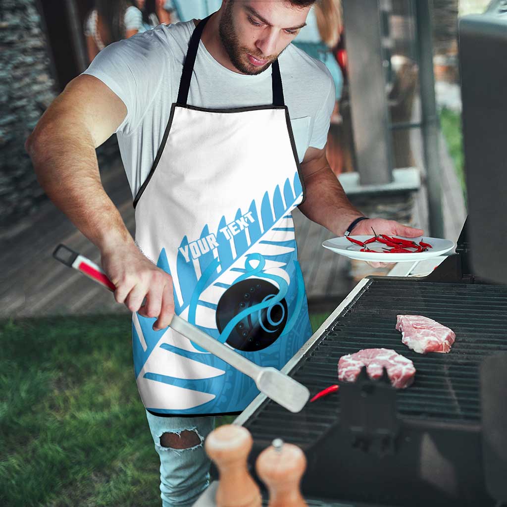 New Zealand Lawn Bowls Prostate Cancer Custom Apron Aotearoa Maori Silver Fern Blue Ribbon LT14 - Polynesian Pride