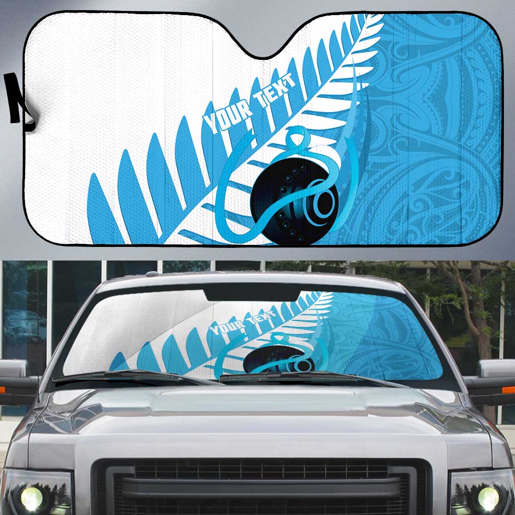 New Zealand Lawn Bowls Prostate Cancer Custom Auto Sun Shade Aotearoa Maori Silver Fern Blue Ribbon LT14 Blue - Polynesian Pride