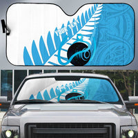 New Zealand Lawn Bowls Prostate Cancer Custom Auto Sun Shade Aotearoa Maori Silver Fern Blue Ribbon LT14 Blue - Polynesian Pride