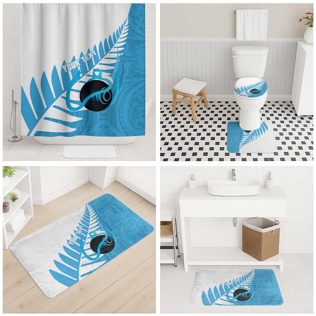 New Zealand Lawn Bowls Prostate Cancer Custom Bathroom Set Aotearoa Maori Silver Fern Blue Ribbon LT14 - Polynesian Pride