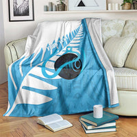New Zealand Lawn Bowls Prostate Cancer Custom Blanket Aotearoa Maori Silver Fern Blue Ribbon LT14 Blue - Polynesian Pride