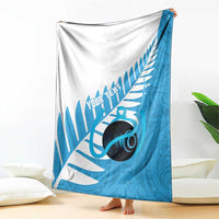 New Zealand Lawn Bowls Prostate Cancer Custom Blanket Aotearoa Maori Silver Fern Blue Ribbon LT14 - Polynesian Pride