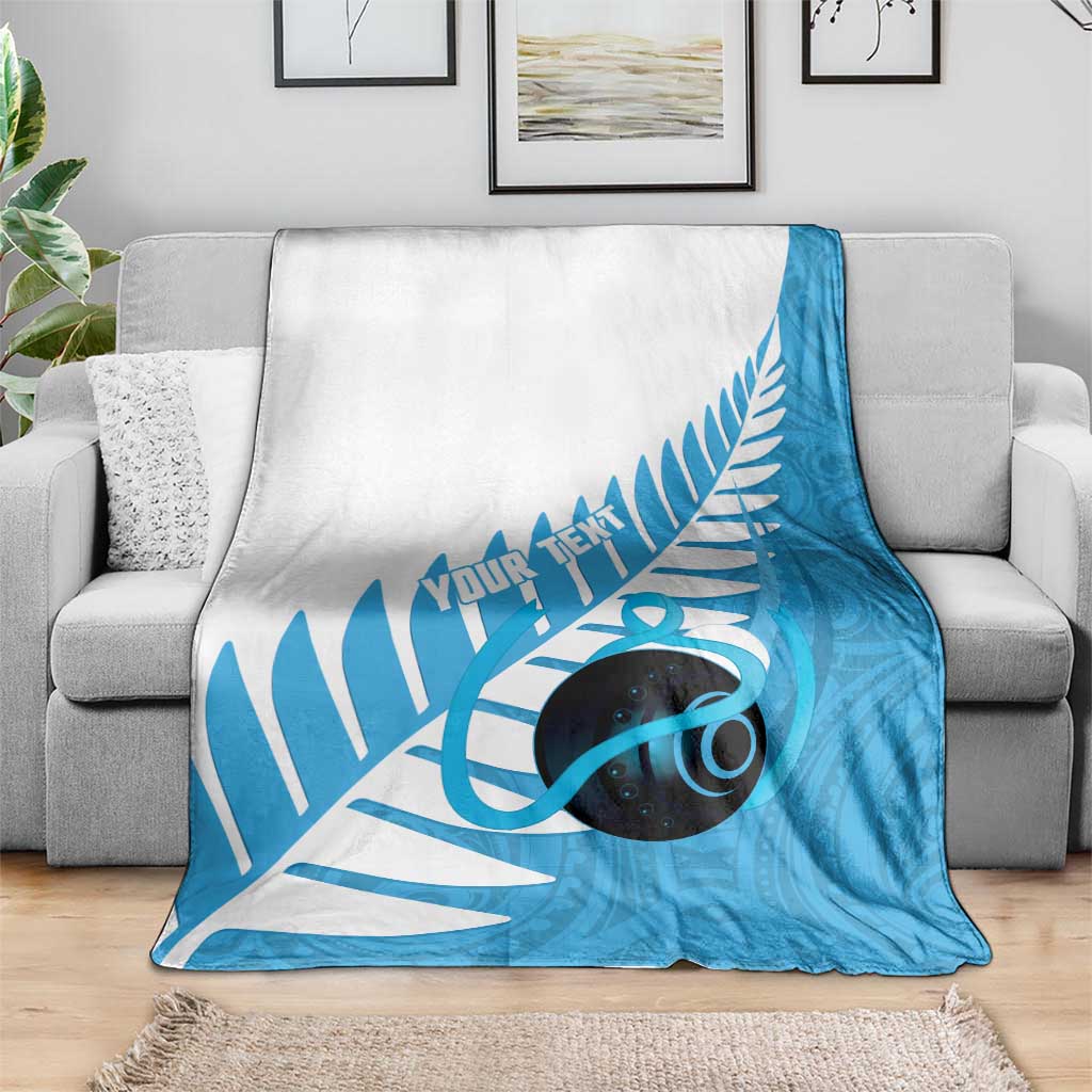 New Zealand Lawn Bowls Prostate Cancer Custom Blanket Aotearoa Maori Silver Fern Blue Ribbon LT14 - Polynesian Pride