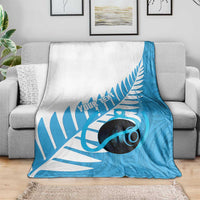 New Zealand Lawn Bowls Prostate Cancer Custom Blanket Aotearoa Maori Silver Fern Blue Ribbon LT14 - Polynesian Pride