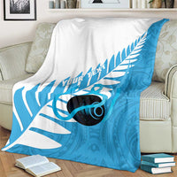 New Zealand Lawn Bowls Prostate Cancer Custom Blanket Aotearoa Maori Silver Fern Blue Ribbon LT14 - Polynesian Pride