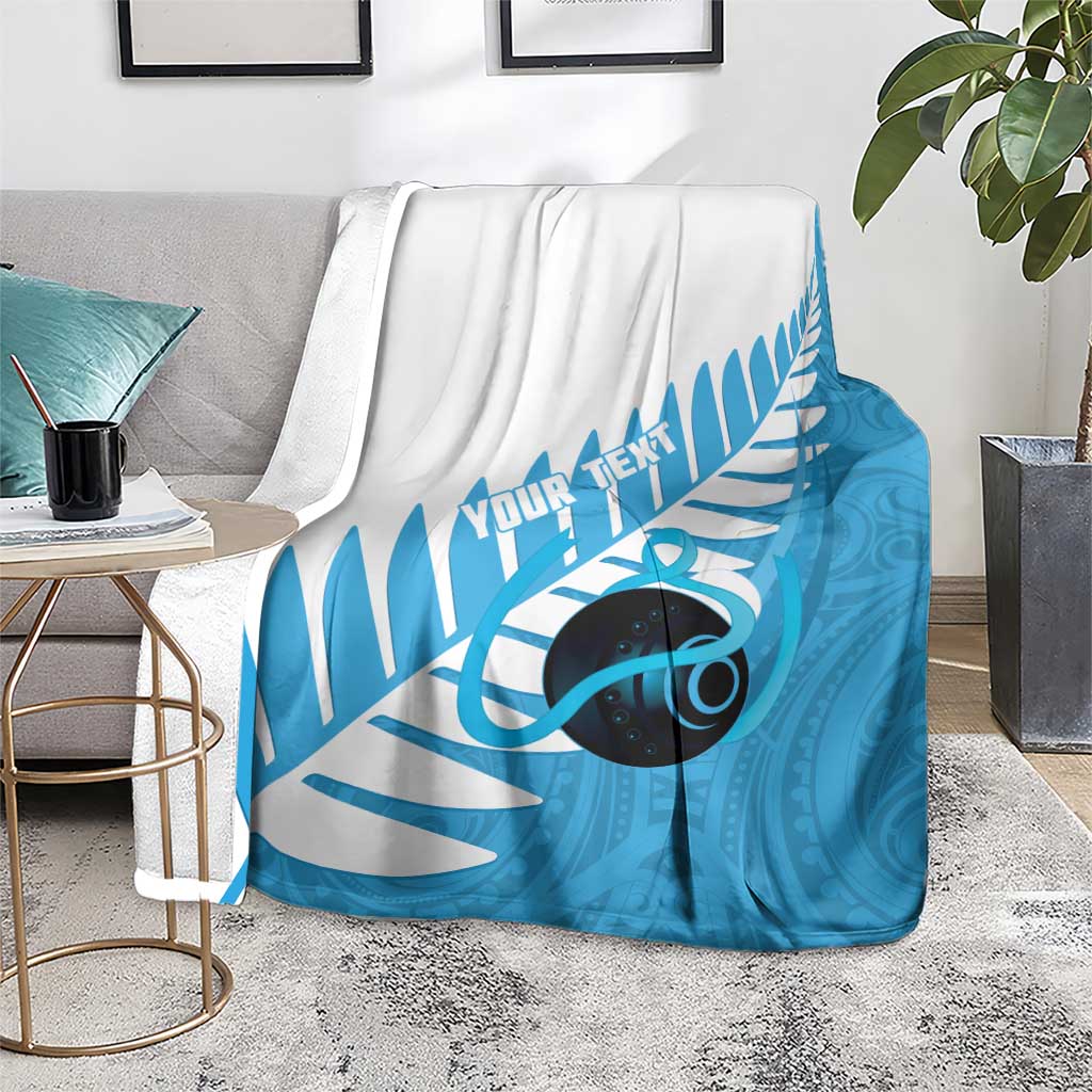 New Zealand Lawn Bowls Prostate Cancer Custom Blanket Aotearoa Maori Silver Fern Blue Ribbon LT14 - Polynesian Pride