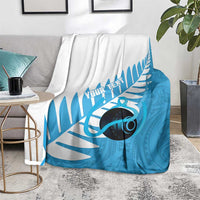 New Zealand Lawn Bowls Prostate Cancer Custom Blanket Aotearoa Maori Silver Fern Blue Ribbon LT14 - Polynesian Pride