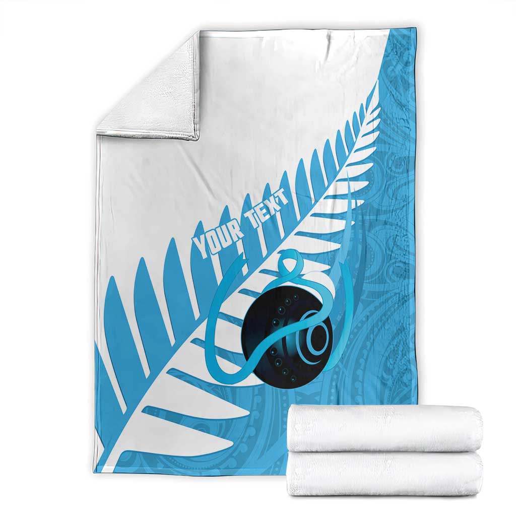New Zealand Lawn Bowls Prostate Cancer Custom Blanket Aotearoa Maori Silver Fern Blue Ribbon LT14 - Polynesian Pride