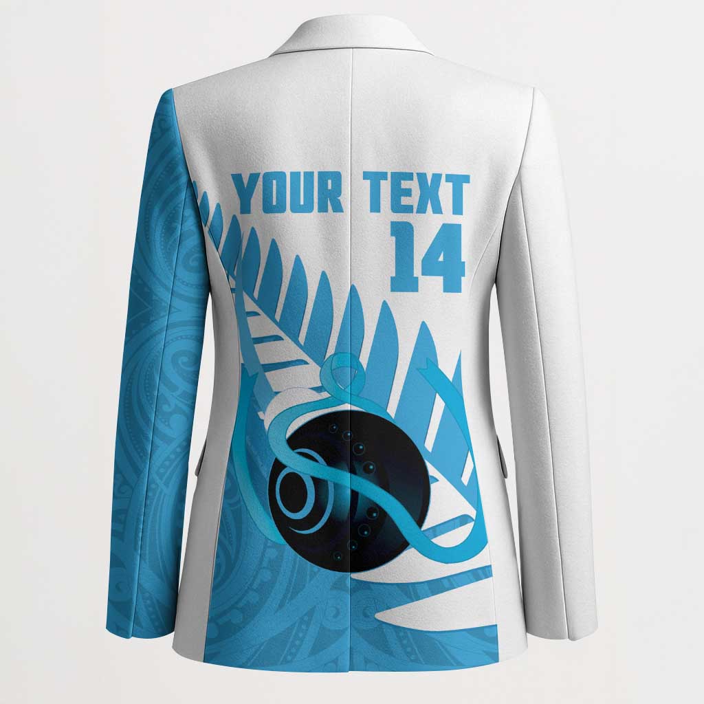 New Zealand Lawn Bowls Prostate Cancer Custom Blazer Aotearoa Maori Silver Fern Blue Ribbon LT14 - Polynesian Pride