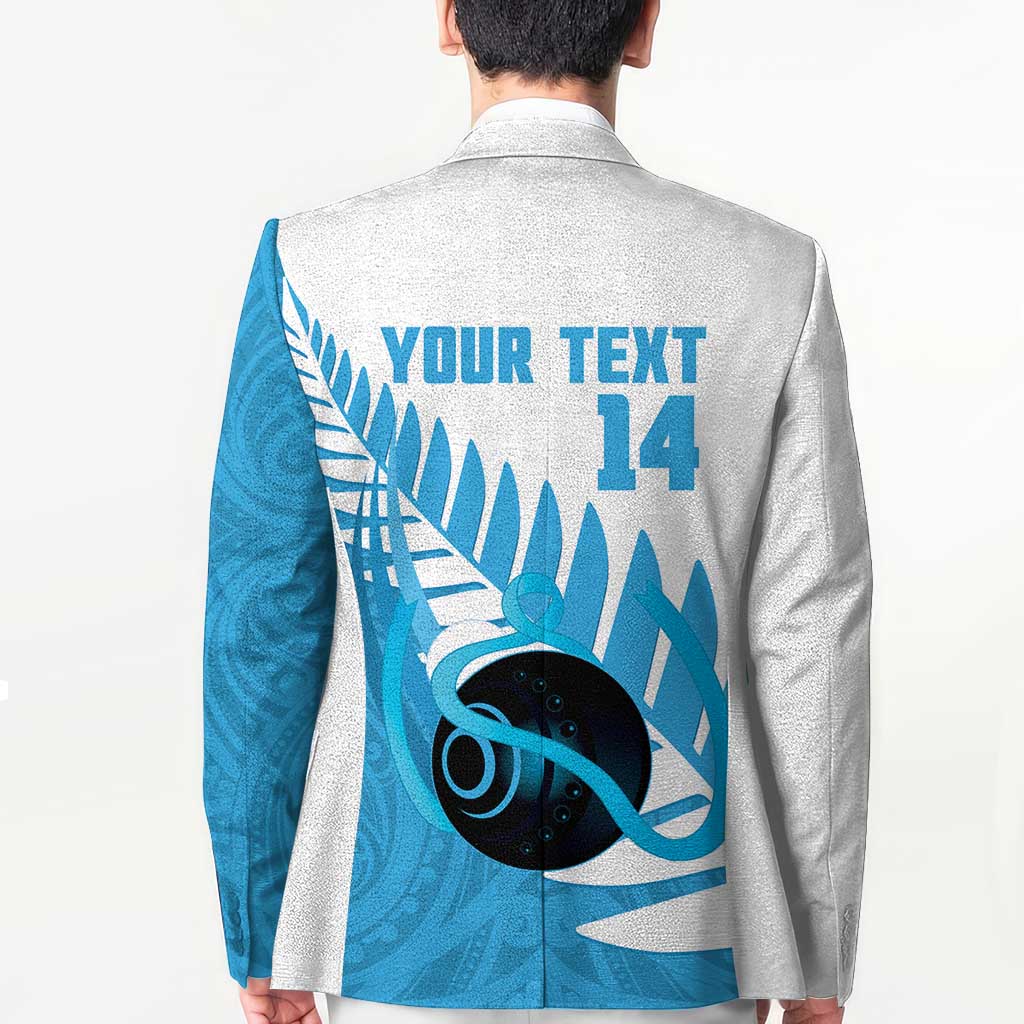 New Zealand Lawn Bowls Prostate Cancer Custom Blazer Aotearoa Maori Silver Fern Blue Ribbon LT14 - Polynesian Pride