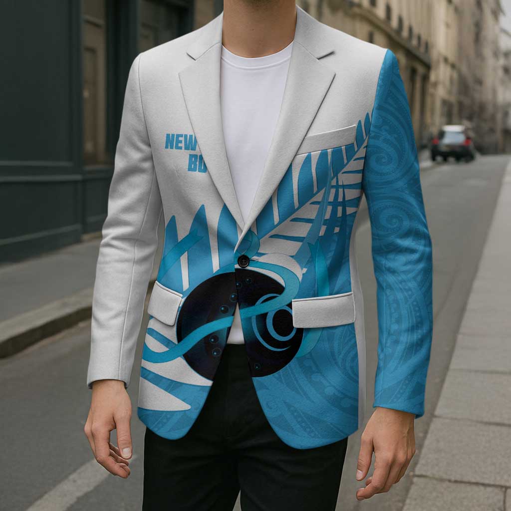 New Zealand Lawn Bowls Prostate Cancer Custom Blazer Aotearoa Maori Silver Fern Blue Ribbon LT14 - Polynesian Pride