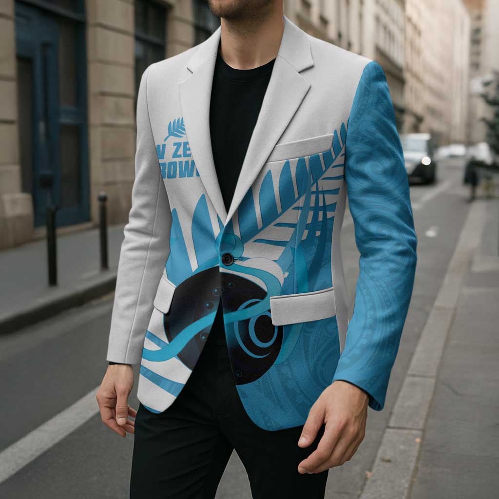 New Zealand Lawn Bowls Prostate Cancer Custom Blazer Aotearoa Maori Silver Fern Blue Ribbon LT14 - Polynesian Pride