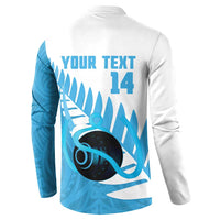 New Zealand Lawn Bowls Prostate Cancer Custom Button Sweatshirt Aotearoa Maori Silver Fern Blue Ribbon LT14 - Polynesian Pride