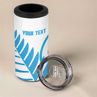 New Zealand Lawn Bowls Prostate Cancer Custom 4 in 1 Can Cooler Tumbler Aotearoa Maori Silver Fern Blue Ribbon LT14 - Polynesian Pride