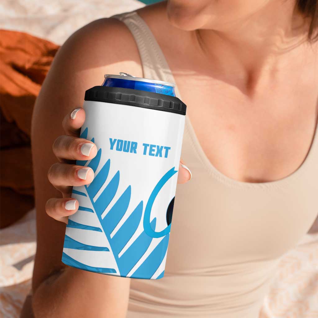 New Zealand Lawn Bowls Prostate Cancer Custom 4 in 1 Can Cooler Tumbler Aotearoa Maori Silver Fern Blue Ribbon LT14 - Polynesian Pride