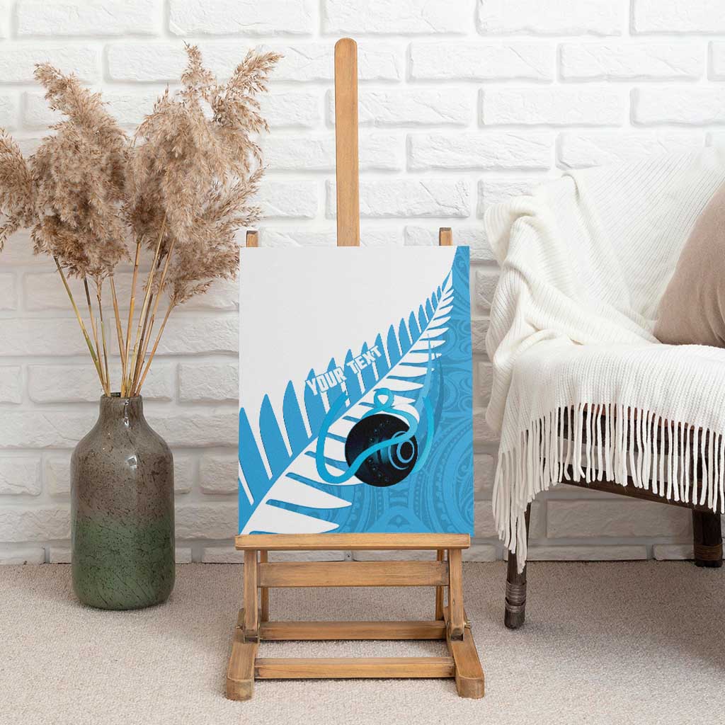 New Zealand Lawn Bowls Prostate Cancer Custom Canvas Wall Art Aotearoa Maori Silver Fern Blue Ribbon LT14 - Polynesian Pride