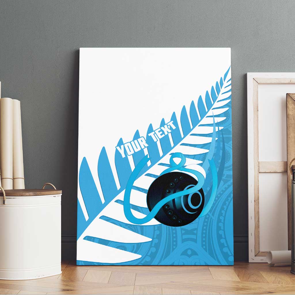 New Zealand Lawn Bowls Prostate Cancer Custom Canvas Wall Art Aotearoa Maori Silver Fern Blue Ribbon LT14 - Polynesian Pride
