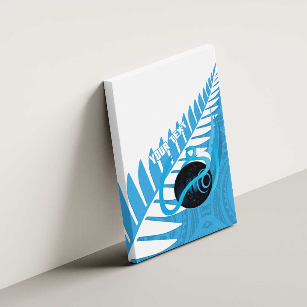 New Zealand Lawn Bowls Prostate Cancer Custom Canvas Wall Art Aotearoa Maori Silver Fern Blue Ribbon LT14 - Polynesian Pride