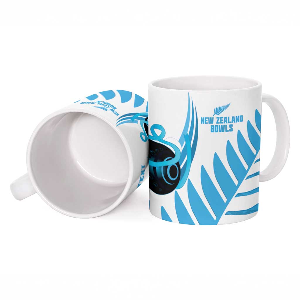 New Zealand Lawn Bowls Prostate Cancer Custom Ceramic Mug Aotearoa Maori Silver Fern Blue Ribbon LT14 - Polynesian Pride