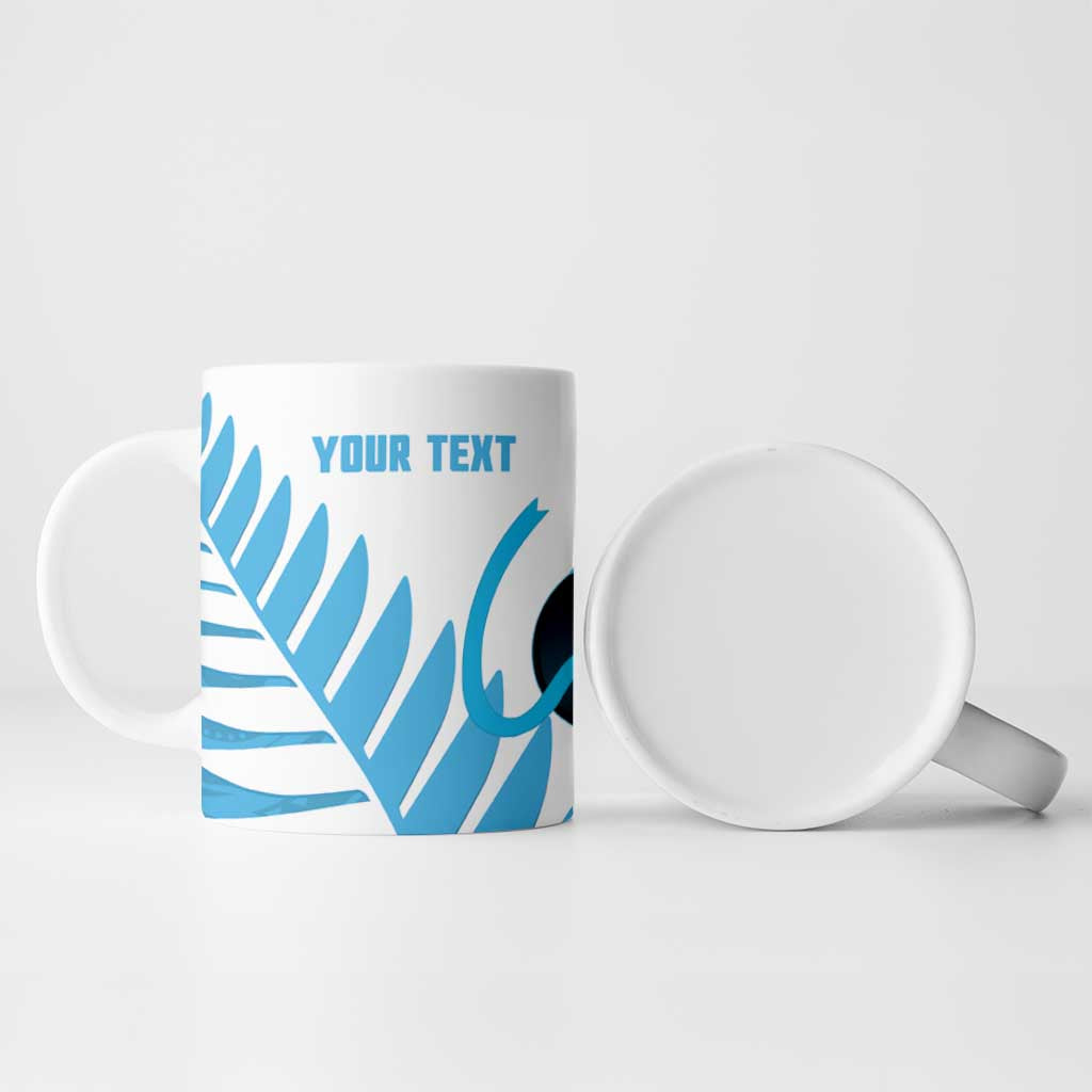 New Zealand Lawn Bowls Prostate Cancer Custom Ceramic Mug Aotearoa Maori Silver Fern Blue Ribbon LT14 - Polynesian Pride