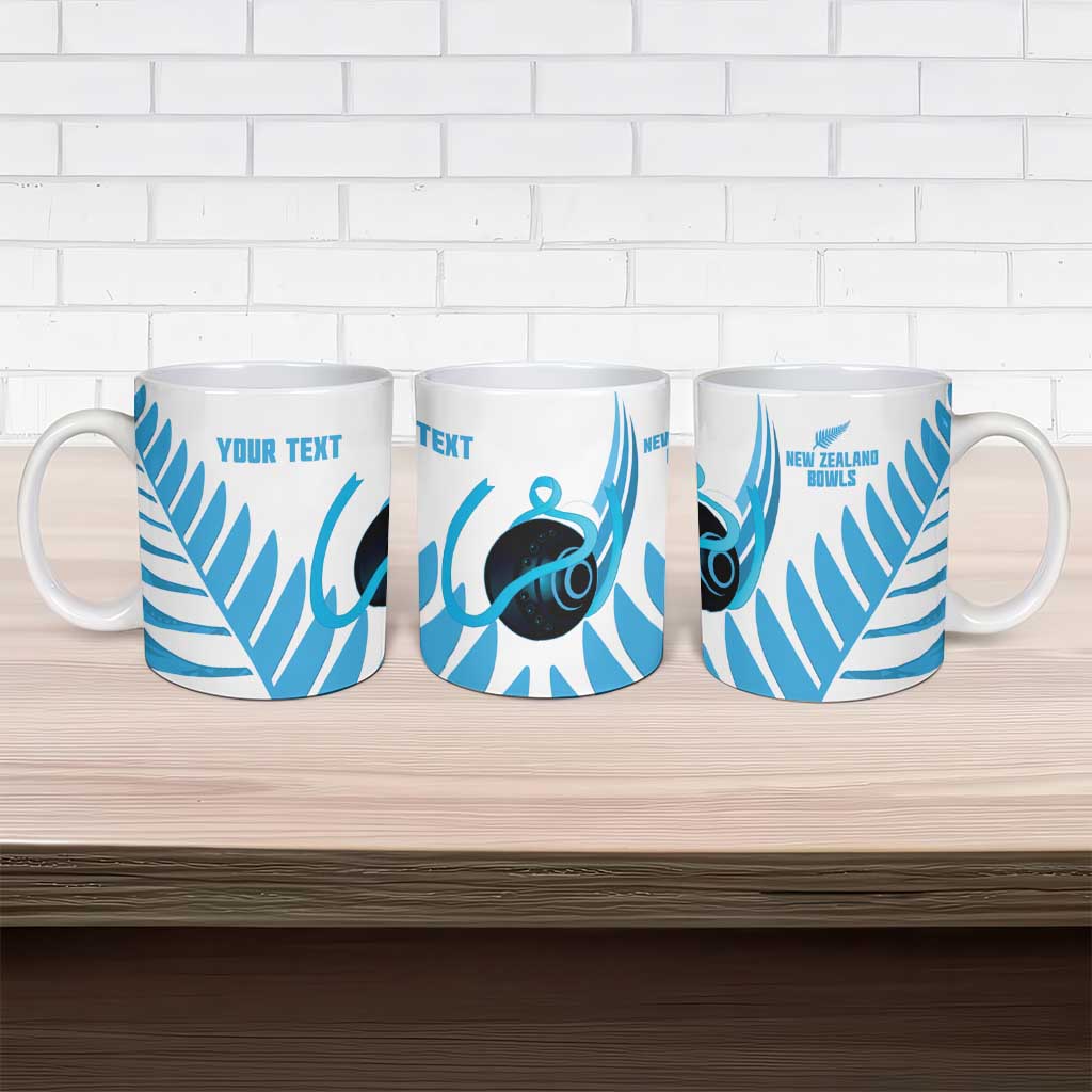 New Zealand Lawn Bowls Prostate Cancer Custom Ceramic Mug Aotearoa Maori Silver Fern Blue Ribbon LT14 - Polynesian Pride