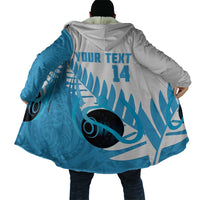 New Zealand Lawn Bowls Prostate Cancer Custom Cloak Aotearoa Maori Silver Fern Blue Ribbon LT14 - Polynesian Pride