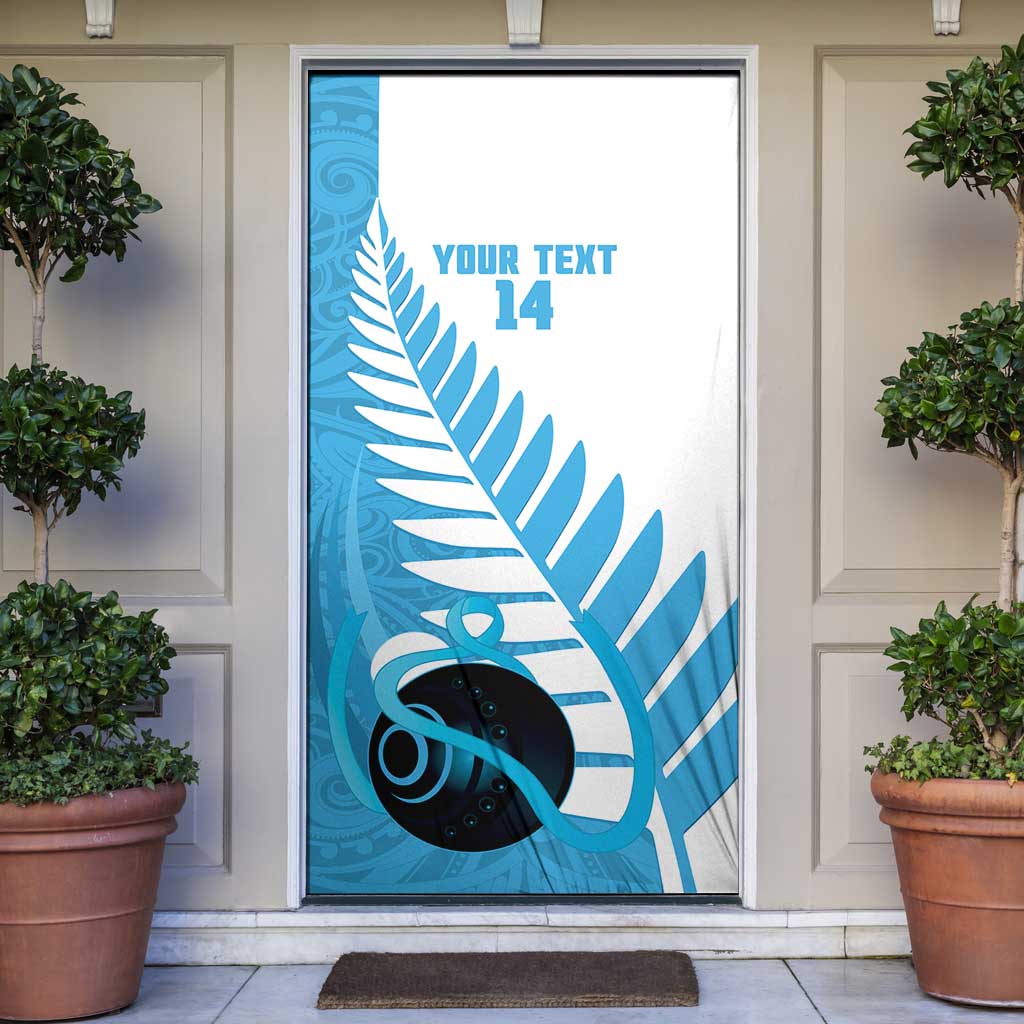 New Zealand Lawn Bowls Prostate Cancer Custom Door Cover Aotearoa Maori Silver Fern Blue Ribbon LT14 Blue - Polynesian Pride