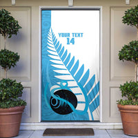 New Zealand Lawn Bowls Prostate Cancer Custom Door Cover Aotearoa Maori Silver Fern Blue Ribbon LT14 Blue - Polynesian Pride