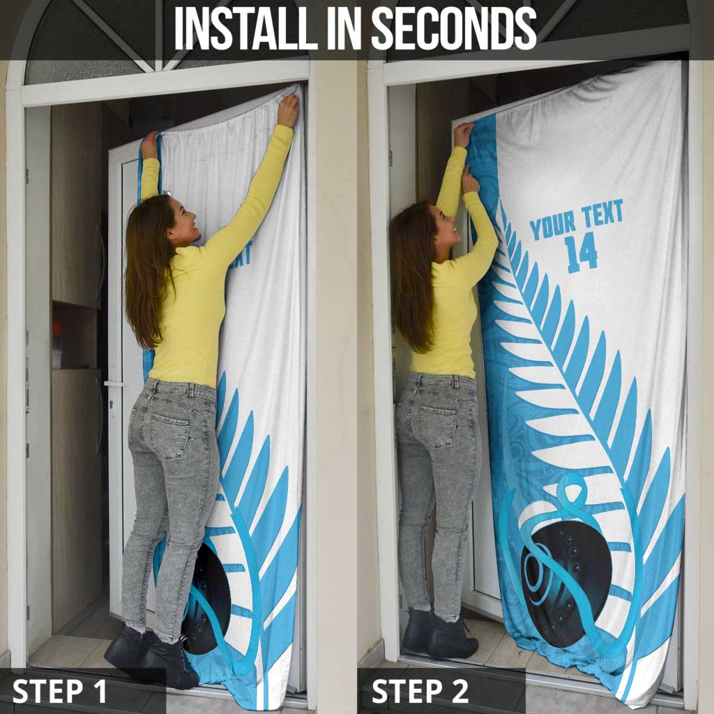 New Zealand Lawn Bowls Prostate Cancer Custom Door Cover Aotearoa Maori Silver Fern Blue Ribbon LT14 - Polynesian Pride