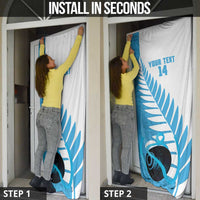 New Zealand Lawn Bowls Prostate Cancer Custom Door Cover Aotearoa Maori Silver Fern Blue Ribbon LT14 - Polynesian Pride