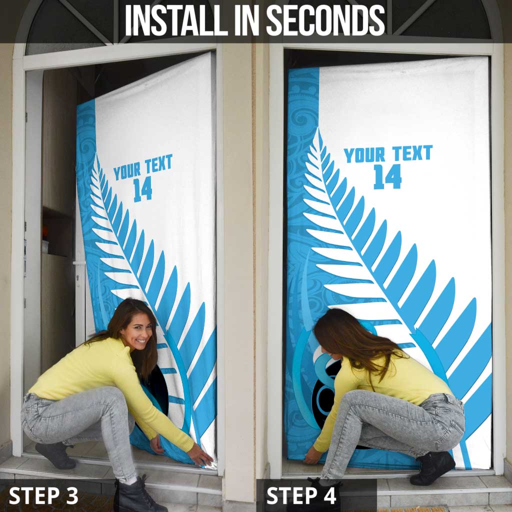 New Zealand Lawn Bowls Prostate Cancer Custom Door Cover Aotearoa Maori Silver Fern Blue Ribbon LT14 - Polynesian Pride