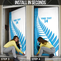 New Zealand Lawn Bowls Prostate Cancer Custom Door Cover Aotearoa Maori Silver Fern Blue Ribbon LT14 - Polynesian Pride