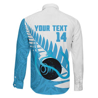 New Zealand Lawn Bowls Prostate Cancer Custom Family Matching Off Shoulder Maxi Dress and Hawaiian Shirt Aotearoa Maori Silver Fern Blue Ribbon LT14 - Polynesian Pride