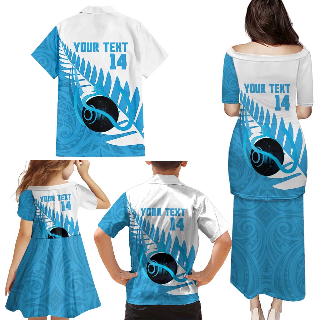 New Zealand Lawn Bowls Prostate Cancer Custom Family Matching Puletasi and Hawaiian Shirt Aotearoa Maori Silver Fern Blue Ribbon LT14 - Polynesian Pride