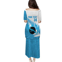 New Zealand Lawn Bowls Prostate Cancer Custom Family Matching Puletasi and Hawaiian Shirt Aotearoa Maori Silver Fern Blue Ribbon LT14 - Polynesian Pride