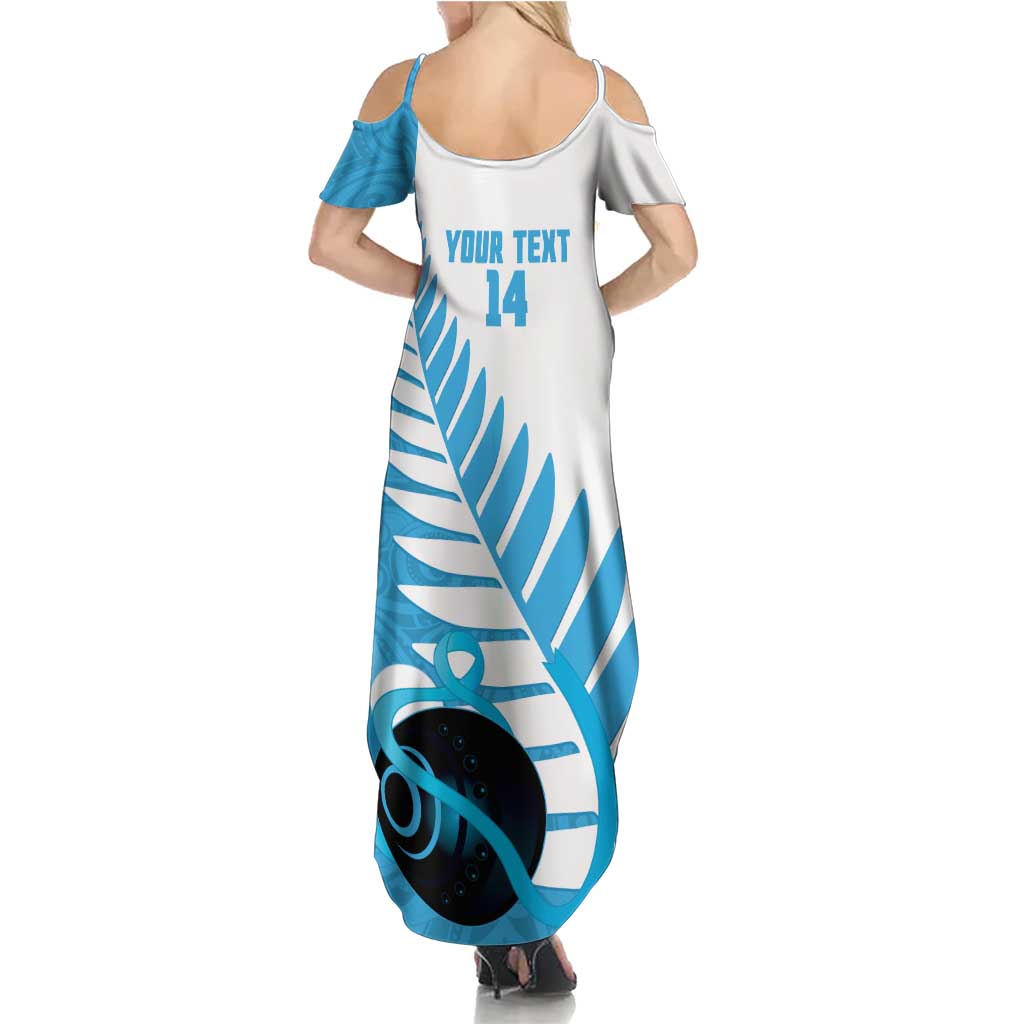 New Zealand Lawn Bowls Prostate Cancer Custom Family Matching Summer Maxi Dress and Hawaiian Shirt Aotearoa Maori Silver Fern Blue Ribbon LT14 - Polynesian Pride
