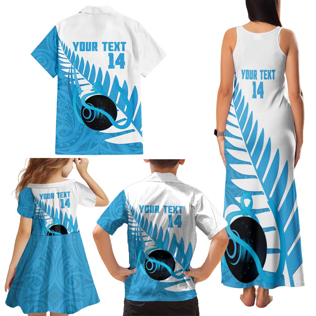 New Zealand Lawn Bowls Prostate Cancer Custom Family Matching Tank Maxi Dress and Hawaiian Shirt Aotearoa Maori Silver Fern Blue Ribbon LT14 - Polynesian Pride