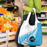 New Zealand Lawn Bowls Prostate Cancer Custom Grocery Bag Aotearoa Maori Silver Fern Blue Ribbon LT14 - Polynesian Pride