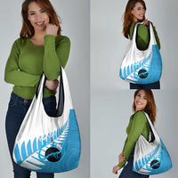 New Zealand Lawn Bowls Prostate Cancer Custom Grocery Bag Aotearoa Maori Silver Fern Blue Ribbon LT14 - Polynesian Pride