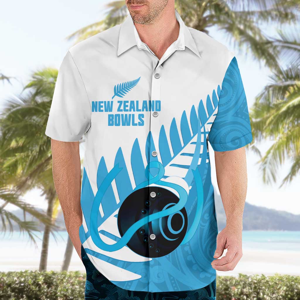 New Zealand Lawn Bowls Prostate Cancer Custom Hawaiian Shirt Aotearoa Maori Silver Fern Blue Ribbon LT14 - Polynesian Pride