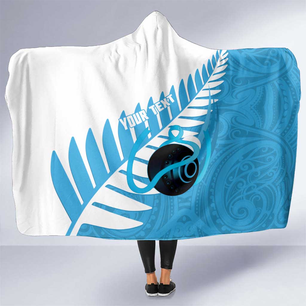 New Zealand Lawn Bowls Prostate Cancer Custom Hooded Blanket Aotearoa Maori Silver Fern Blue Ribbon LT14 One Size Blue - Polynesian Pride