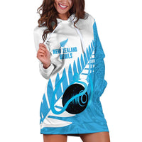 New Zealand Lawn Bowls Prostate Cancer Custom Hoodie Dress Aotearoa Maori Silver Fern Blue Ribbon LT14 Blue - Polynesian Pride