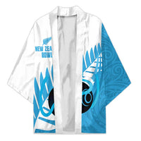 New Zealand Lawn Bowls Prostate Cancer Custom Kimono Aotearoa Maori Silver Fern Blue Ribbon LT14 Unisex Blue - Polynesian Pride