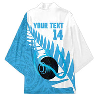 New Zealand Lawn Bowls Prostate Cancer Custom Kimono Aotearoa Maori Silver Fern Blue Ribbon LT14 - Polynesian Pride
