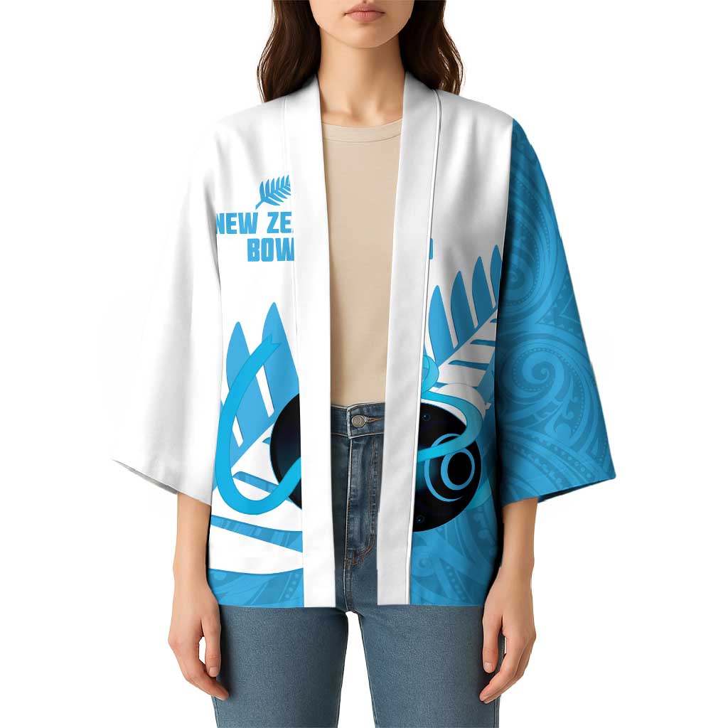 New Zealand Lawn Bowls Prostate Cancer Custom Kimono Aotearoa Maori Silver Fern Blue Ribbon LT14 - Polynesian Pride