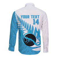 New Zealand Lawn Bowls Prostate Cancer Custom Long Sleeve Button Shirt Aotearoa Maori Silver Fern Blue Ribbon LT14 - Polynesian Pride